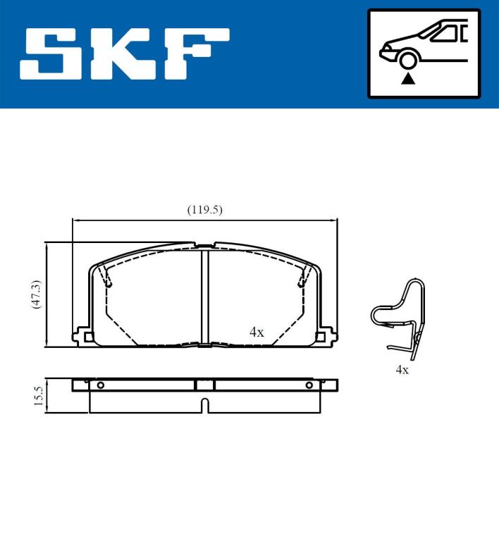 Jogo de 4 pastilhas de travão SKF ref. VKBP 80818 A